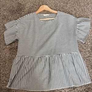 Orange Creek Navy and White Striped Top